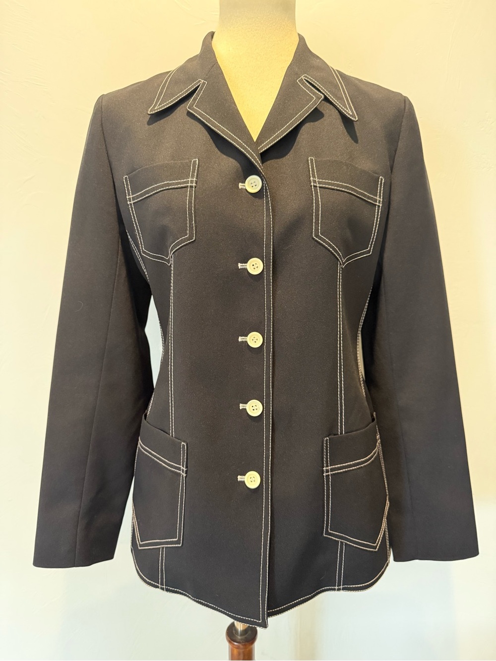 Vintage - 70s - Zara Trafaluc - Women's Black Contrast-Stitch Jacket